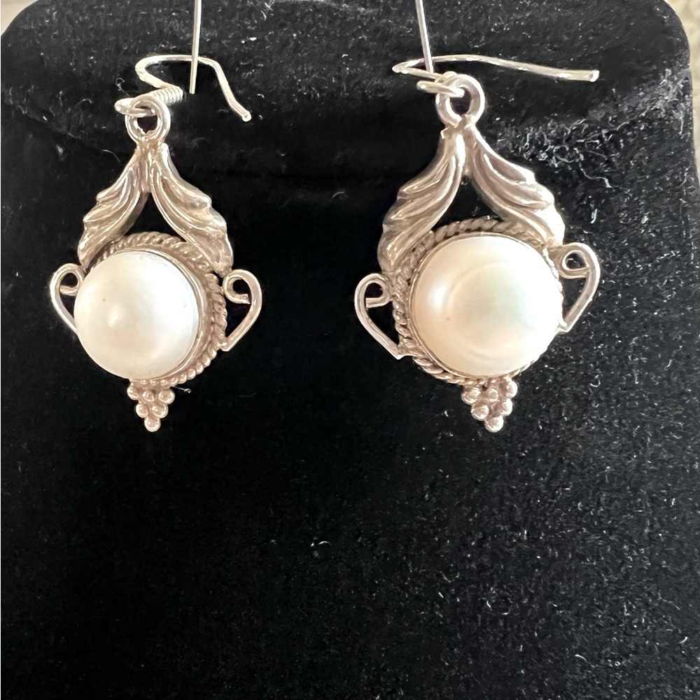 Elegant 925 Silver Pearl Earrings